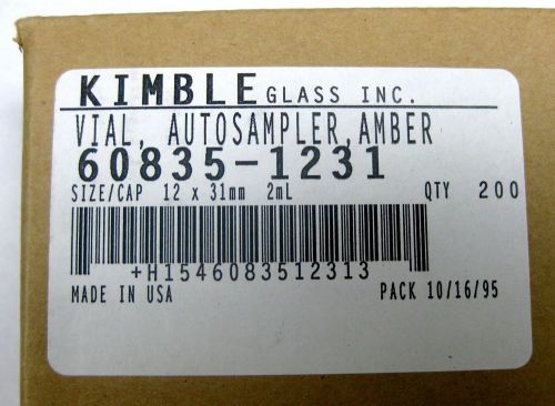 1000 Kimble 2mL Autosampler Amber Vials 60835-1231 12 x 31mm