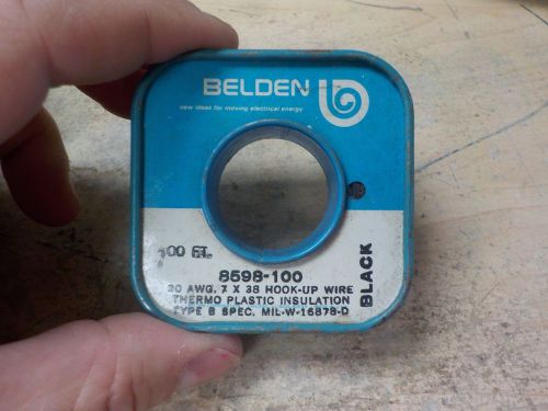 Vintage Belden Black 8598-100 Ft 7x38 30 AWG Hook Up Wire Plastic Insulation