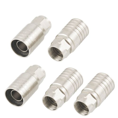 Qty 5 f-type male crimp plug for rg11 coaxial cable straight rf connector for sale