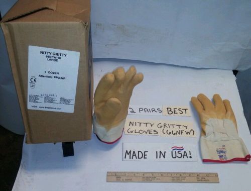 12 pairs- best nitty gritty gloves usa made (model # 66nfw)  size large(10) for sale