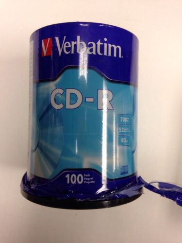 Verbatim 94554 CD-R Discs, 700MB/80min, 52x, Spindle, Silver, Branded, 100/Pack
