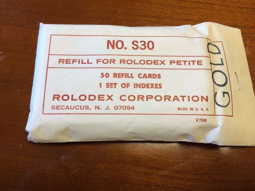 Rolodex 50 Petite Refill Cards Gold S30  2 1/4&#034; X 4&#034;  - Fast Ship!