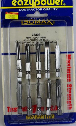 NEW Eazypower Tools ISOMAX 10 Pack Assorted Screw Driver Tips Phillips Slotted