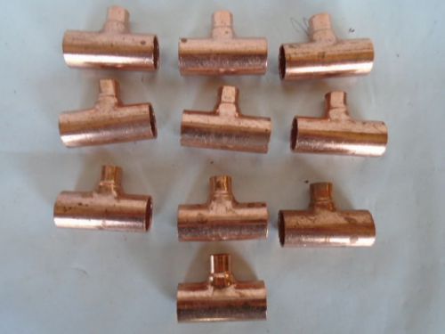 Nibco 1/2 x 1/2 x 1/4  inch reducing tee copper, c x c x c  lot of 10 unused for sale