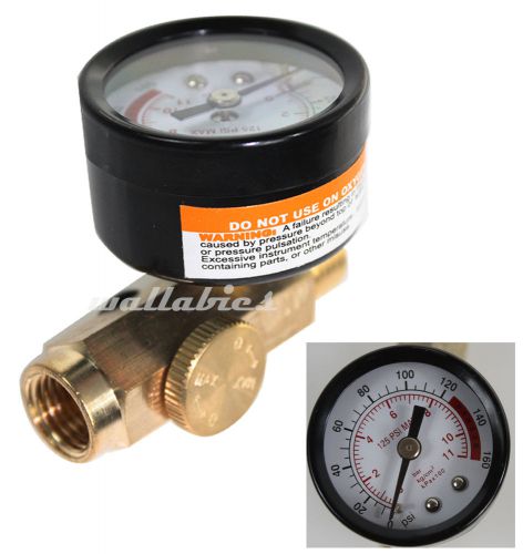 Inline air pressure regulator with gauge solid brass construction 150 psi new for sale