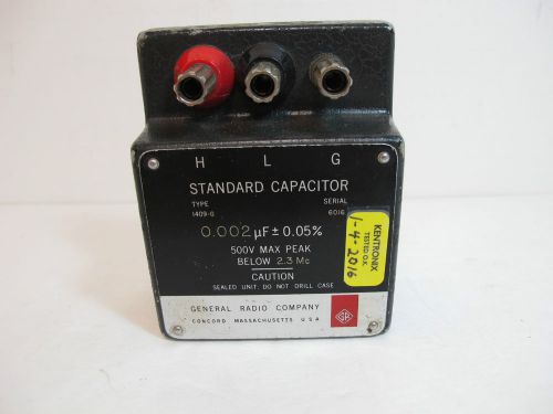 General Radio 1409-G Standard Capacitor.  .002uF, Mica, +/- 0.05%.  Tested Good.