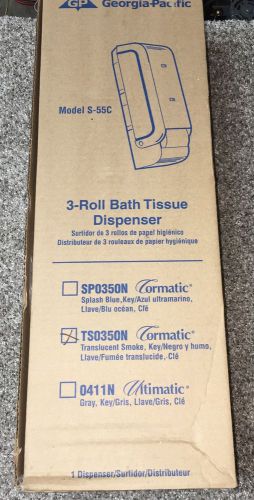 Georgia-Pacific S-55C 3 Roll Bath Toilet Paper Dispenser NEW TS035ON Smoke