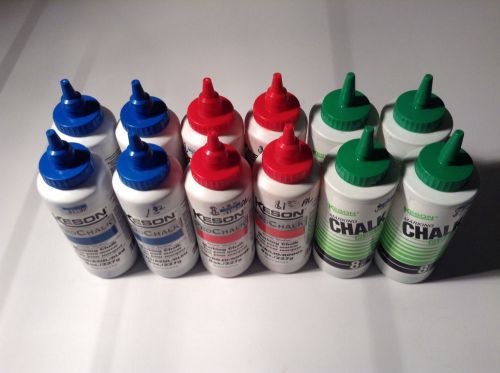 Keson Marking Chalk Glo-Lime, Blue, Red Bundle (Four 8oz Bottles of Each Color)