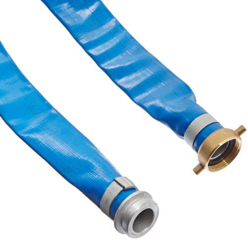 Apache 98138015 1-1/2&#034; x 50&#039; blue pvc lay-flat discharge hose with aluminum p... for sale