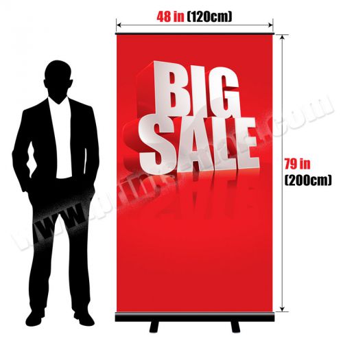 48&#034; Premium Black Roll Up Banner Stand Trade Show Pop Up Display + FREE Printing