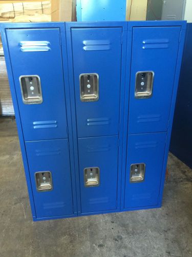 Newset of 3 blue lyon double tier locker 12&#034; x 15&#034; x 49&#034; gym/staff/kids/employee for sale