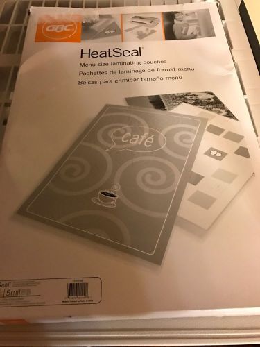 5mil GBC HeatSeal Crystal Clear Menu Size Pouches 100pk heat-seal