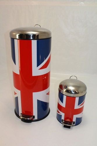 (2) GREAT BRITAIN Union Jack Rubbish Bin Garbage Can Union Jack England Trash