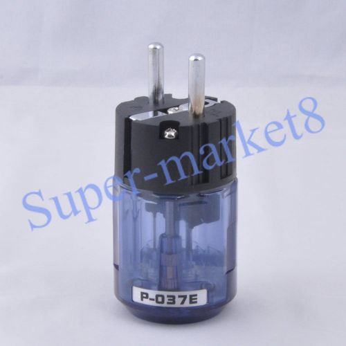Audio amp schuko eur power plug rhodium plate transparent blue,037e for sale
