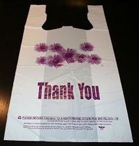 Purple Flower Thank You Plastic Shopping Bags - 500 pcs/case