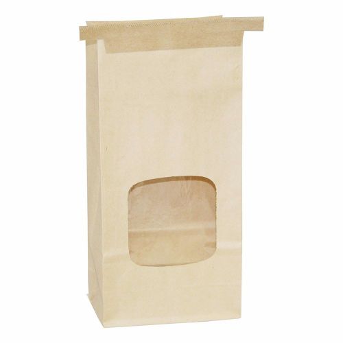 Bakery bags with window 1/2 lb kraft 25 pack 1 lb coffee, cookie, dog treats for sale
