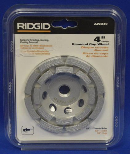 Ridgid 4&#034; 105mm Diamond Cup Wheel AWD40 Concrete Grinding Leveling Removal