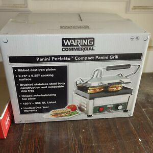 WARING COMMERCIAL COMPACT PANINI GRILL WPG150 CAST IRON (kf)
