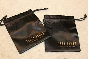 Lizzy James Black Silky Jewelry Pouches Lot of 2 4&#034; x 5&#034; drawstring bag