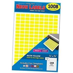 Pack of 1008, 1/2&#034; x 3/4&#034; Rectangle Color Coding Dot 1008 Pack Neon Yellow