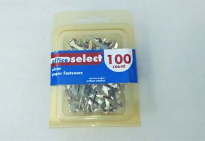 Office Select Silver Paper Fasteners 1 Box 100 Fasteners