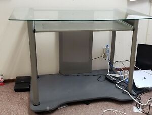 Glass Computer Desk with Keyboard Tray