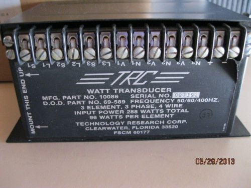 Trc watt transducer, 3 element, 3 phase, 4-wire, freq 50/60/400 hz new in box for sale
