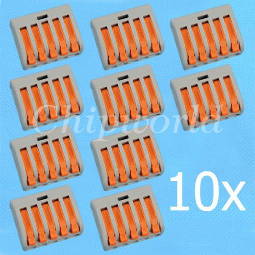 10pcs - spring lever push fit reuseable cable 5 wire new for sale
