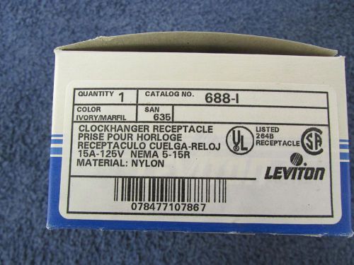 Leviton 688-l clockhanger receptacle recessed  ivory 15a-125v nib b6-19 for sale