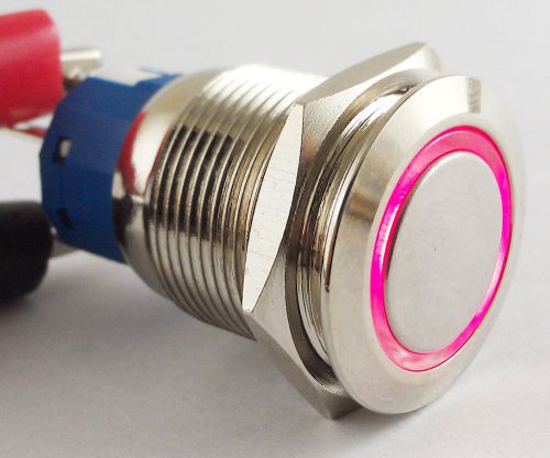 Metal flat ring illuminated red led push button resetable switch 19mm qn19-c1-01 for sale