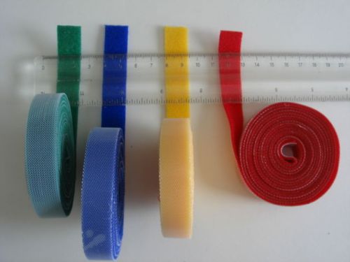 10 pieces - velcro tape cable/wiring organizer, 1.5cm (5/8&#034;) x 8&#034; in 4 colors. for sale