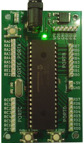 Paxstarter dip40 microchip development board w/ pic16f887 (pic16f877a) (usa) for sale