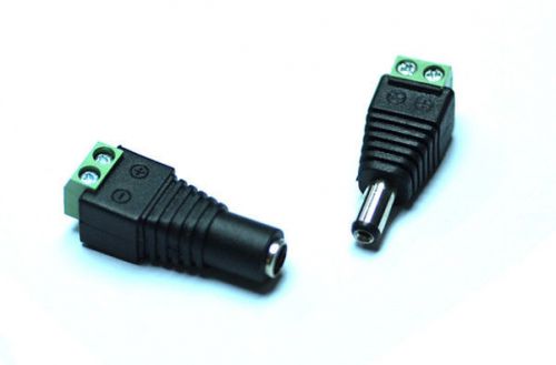 Pack of 2 dc 12v 24v 2.1mm wiring connectors wire fastener - male + female set for sale