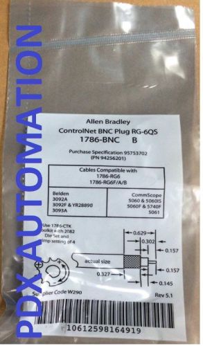 Allen Bradley 1786BNC ControlNet BNC Plug RG-6QS Catalog 1786-BNC Ser B