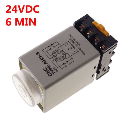 24VDC 3A 0-6 min Power On Delay AH3-3 Time Relay With Socket Base PF083A