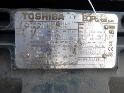 Toshiba 7.5 HP Motor 1760 RPM
