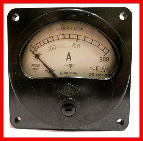 VTG Old Russian AC 200A Ampermeter Analog Current Bakelite Shell USSR 1978