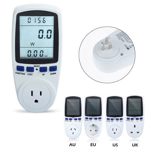 Plug in Power Energy Watt Voltage Amps Meter Electricity Usage Monitor Analyzer