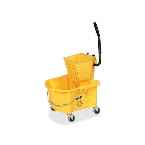 Commercial mop bucket ringer floor cleaner wash splash guard 6.5 gallon yellow for sale