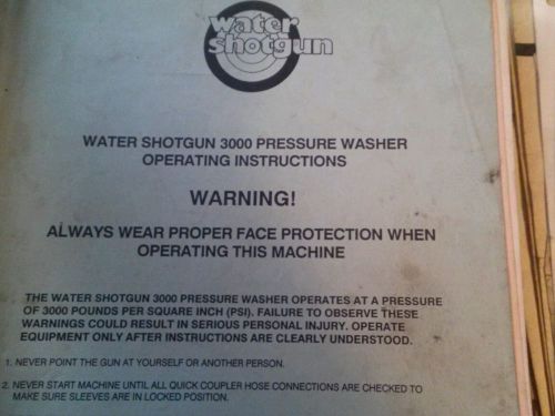 Water Shotgun pressure washer manuals