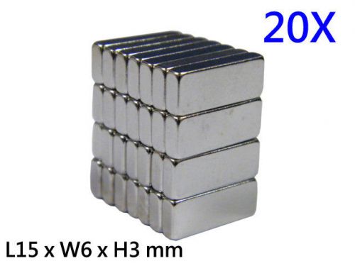 20pcs Super Strong Neodymium Rare Earth N 38 Magnet Nickel Coating H15 x L6 x H3