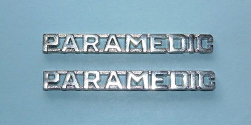 Uniform collar insignias, &#034;paramedic&#034;, pair, new in package, silvertone for sale