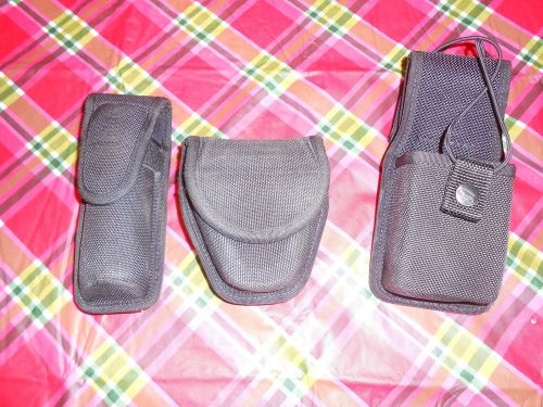 Police security guard nylon radio and hand cuff case cs holder belt swivel lot for sale