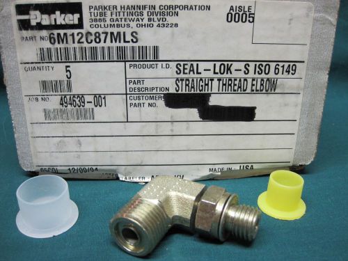 Parker tube fittings seal-lok 6m12c87mls straight thread elbow 5 pcs nos l@@k ! for sale