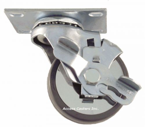 3j25cgsb 3&#034; swivel caster cushion grey rubber wheel with brake, 100 lbs capacity for sale