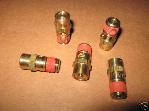 Pressure Relief Valves, Brass,  Lot of 5