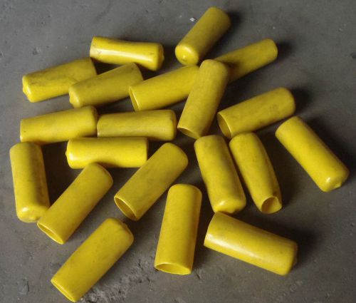 Lot of 20 7/8&#034; plastic pipe-end cover covers, round vinyl yellow for sale