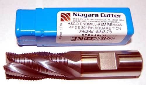 Niagara 3/4&#034; M42-8% Cobalt Fine-Pitch Roughing CNC End Mill-TiCN Coated