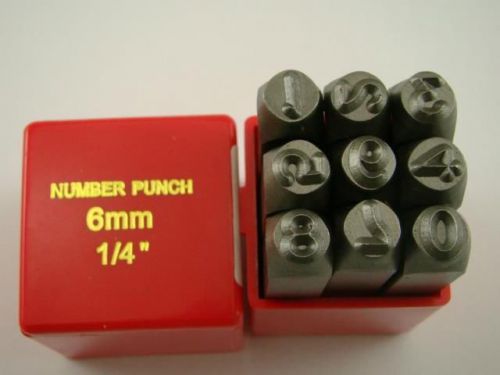 1/4&#034; 9 Number Punch Stamp Set Hardned 40 CRV Steel Metal 64 HRC Heavy Duty