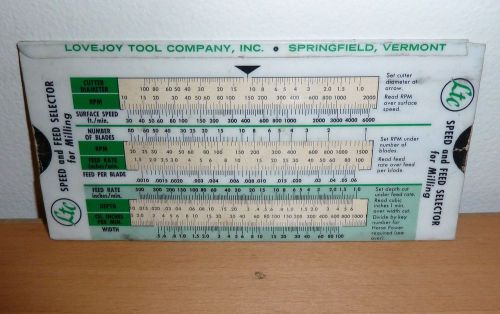 Vintage LTC Lovejoy Tool Company Speed and Feed Selector Slide Rule for Milling